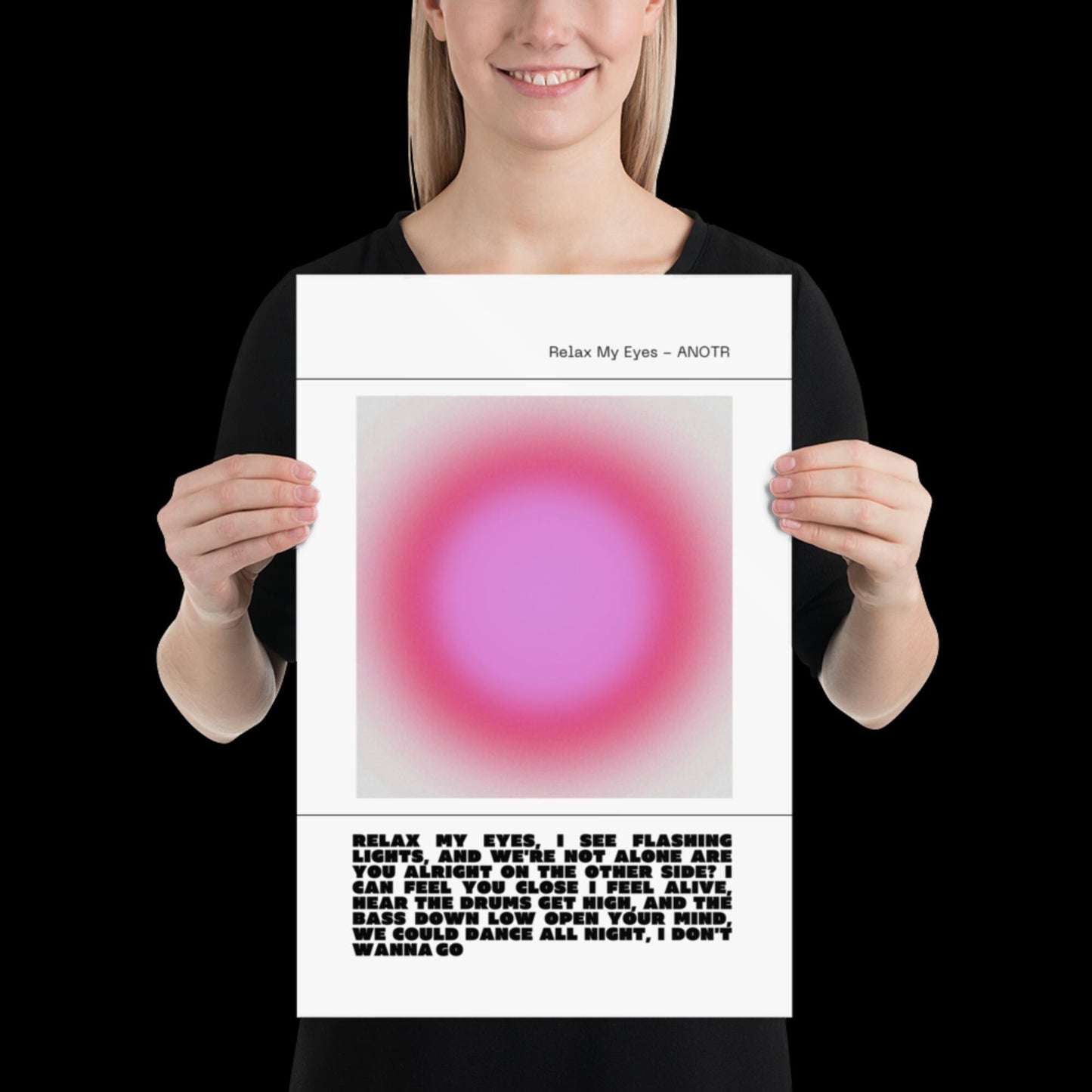 Relax My Eyes Inspired Pink Aura Print - ANOTR Wall Art for House EDM Ibiza Festival Rave Art Decor House Music Lovers Disco Ball Funky