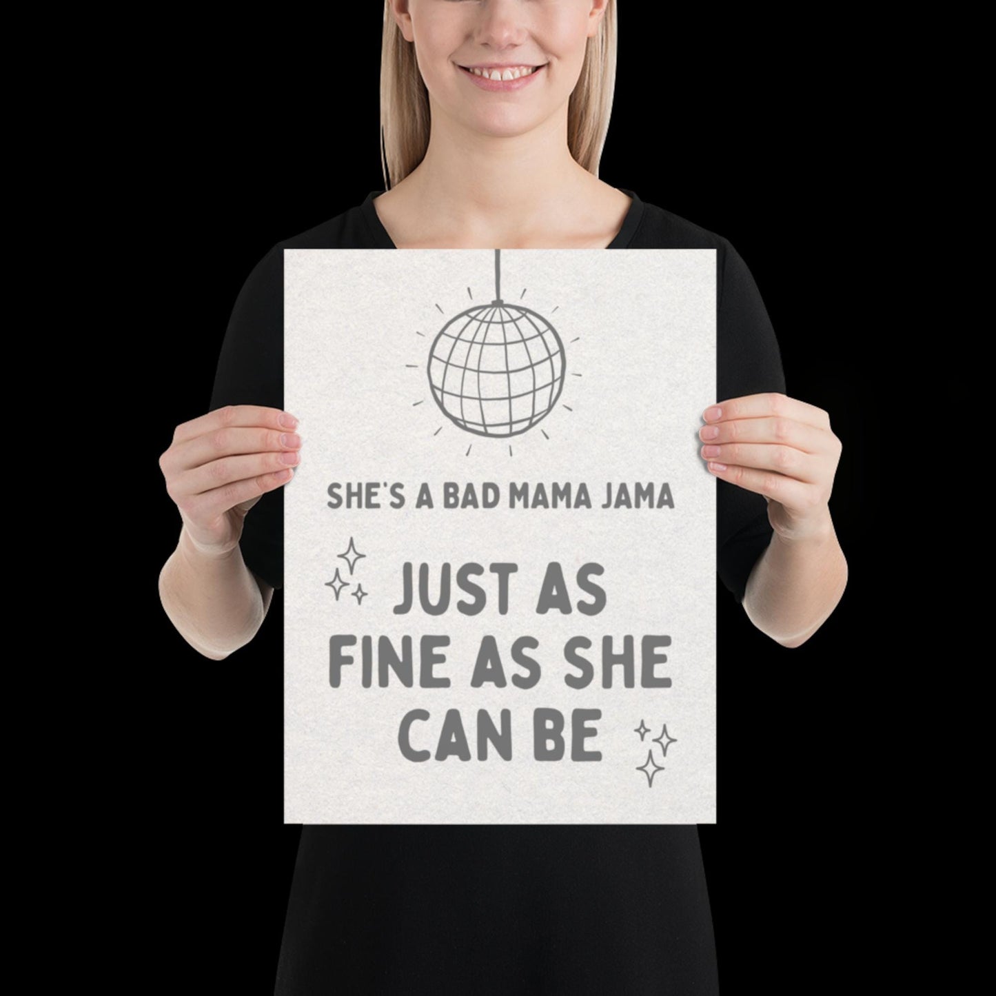 She's a Bad Mama Jama Carl Carlton Lyric Print | House Music Poster | Quote Print | Typographic | Disco Decor | Disco Ball Wall Print | Gift