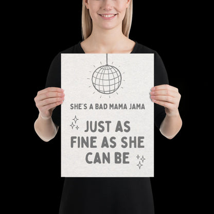 She's a Bad Mama Jama Carl Carlton Lyric Print | House Music Poster | Quote Print | Typographic | Disco Decor | Disco Ball Wall Print | Gift