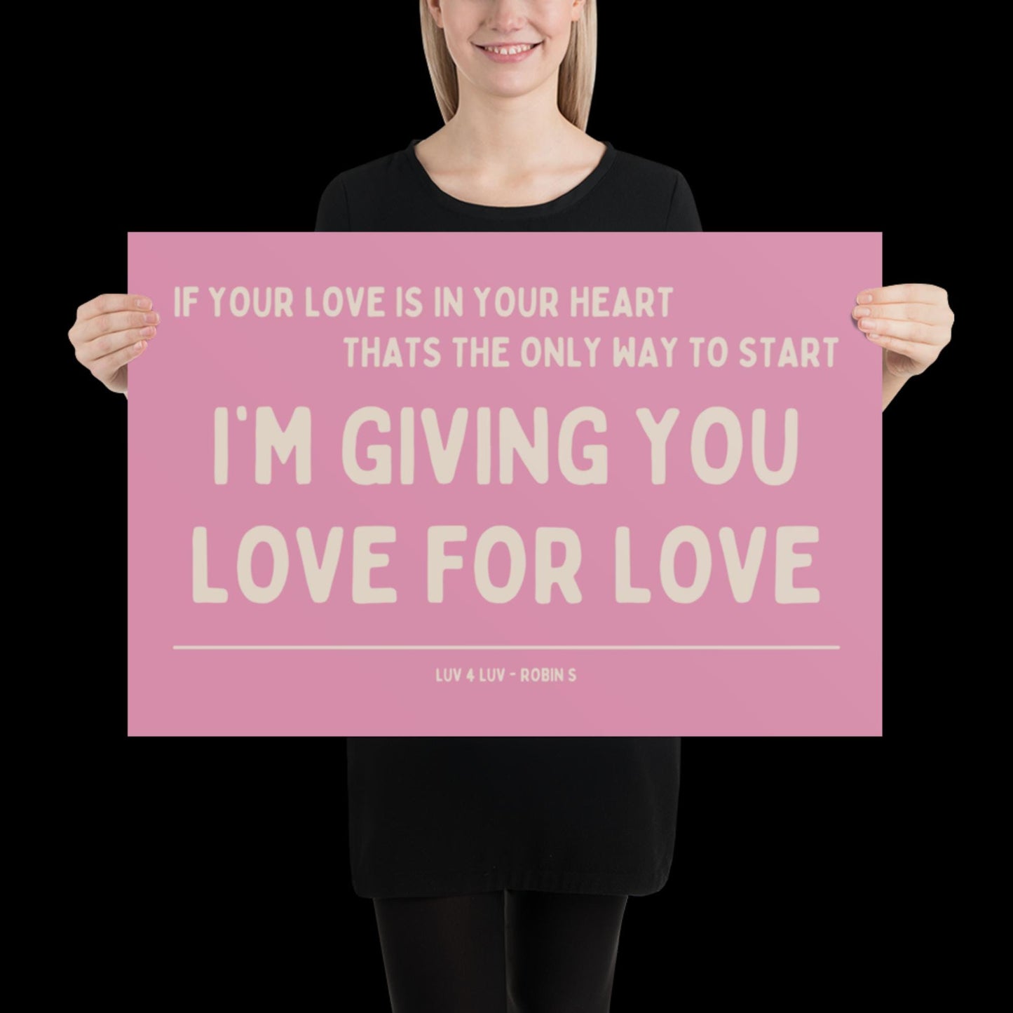 Love for Love (Luv for Luv) Robin S Lyric Print - Pink and Beige - Disco Music Poster Wall Art Retro Inspired Music Bold Typographic Quote