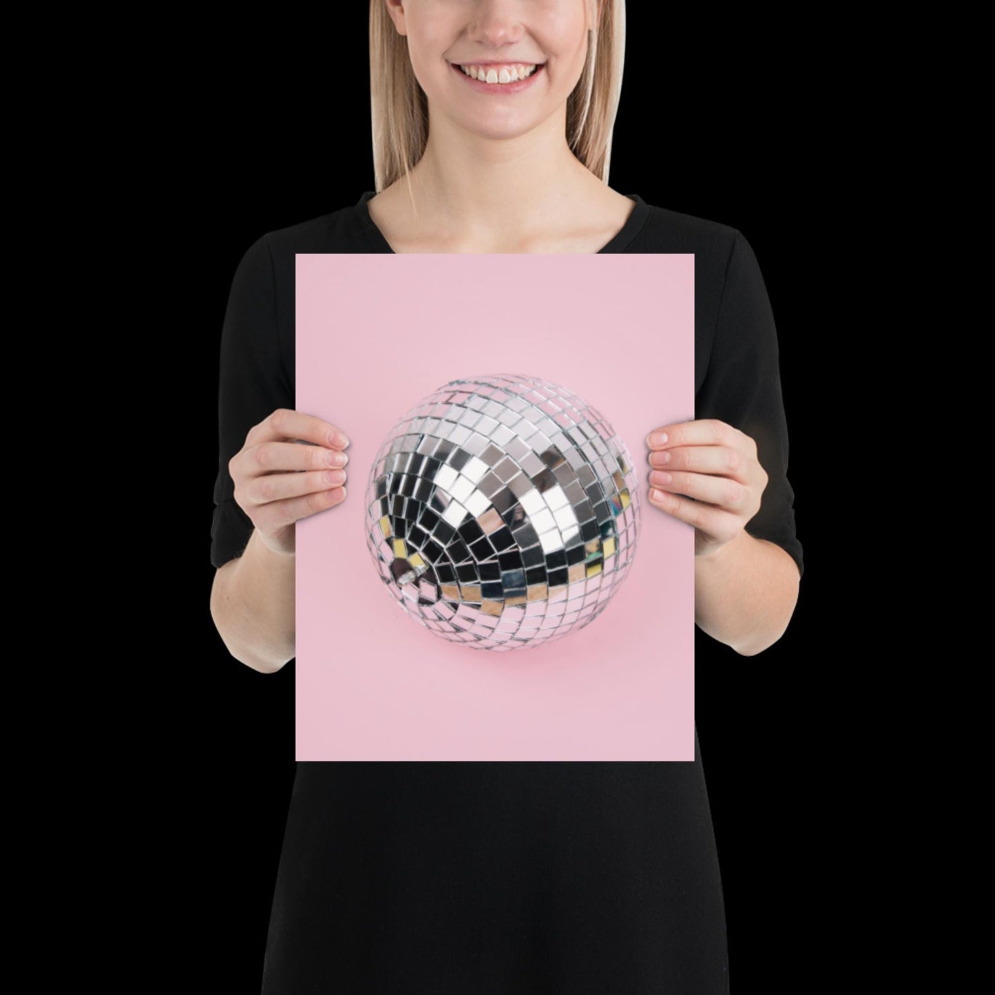 Pink Disco Ball Wall Print | Mirror Ball | Dancing | Trendy | Music Poster | Wall Art | Funky | Typographic | A1 A2 A3 | Realistic | Disco