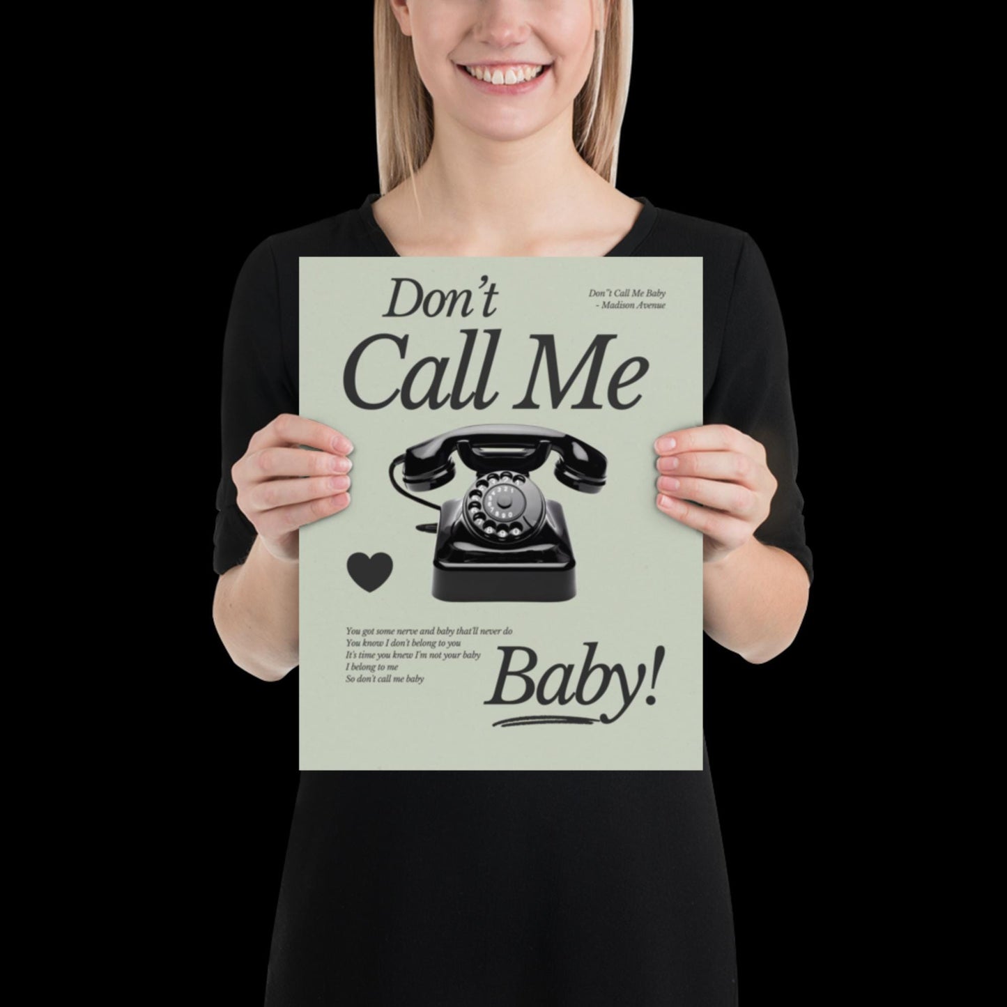 Don't Call Me Baby Print | Madison Avenue | House Music Poster | Lyric Print | Music Poster | Wall Art | House Music | Wall Decor | DJ Ibiza