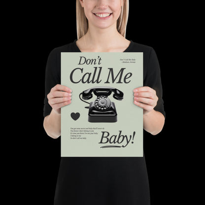 Don't Call Me Baby Print | Madison Avenue | House Music Poster | Lyric Print | Music Poster | Wall Art | House Music | Wall Decor | DJ Ibiza