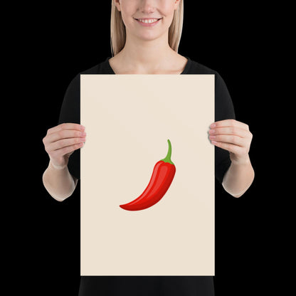 Red Chilli Pepper Spicy Margarita Beige Wall Print | Bar Cart Art | Cocktail Poster | Bold | A1 A2 Physical Print | Modern Kitchen Art