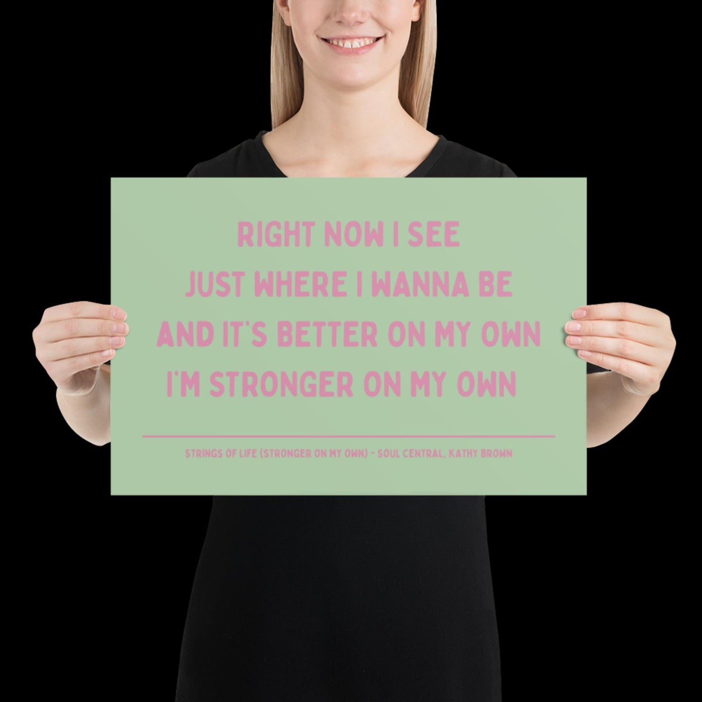 Strings of Life Soul Central Lyric Print - Green and Pink - Disco Music Poster Wall Art Retro Inspired Music Bold Typographic Quote