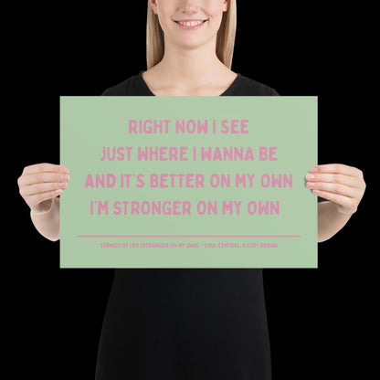 Strings of Life Soul Central Lyric Print - Green and Pink - Disco Music Poster Wall Art Retro Inspired Music Bold Typographic Quote