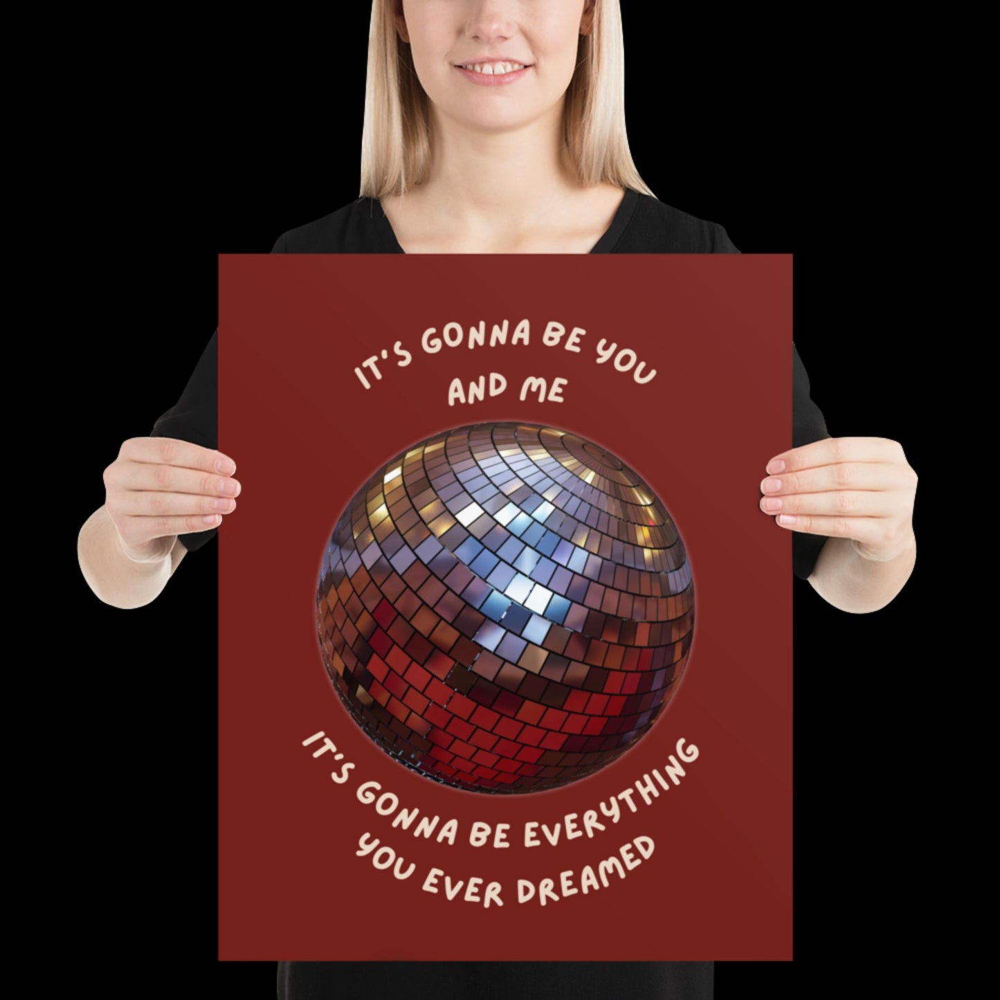 You and Me Red Disco Ball Wall Print - Ibiza Colourful Funny Cute Birthday Christmas Gift Unique Leopard Cocktail