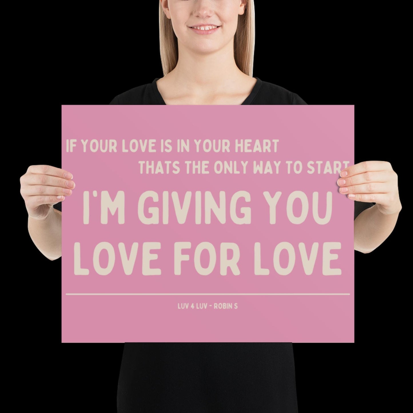 Love for Love (Luv for Luv) Robin S Lyric Print - Pink and Beige - Disco Music Poster Wall Art Retro Inspired Music Bold Typographic Quote