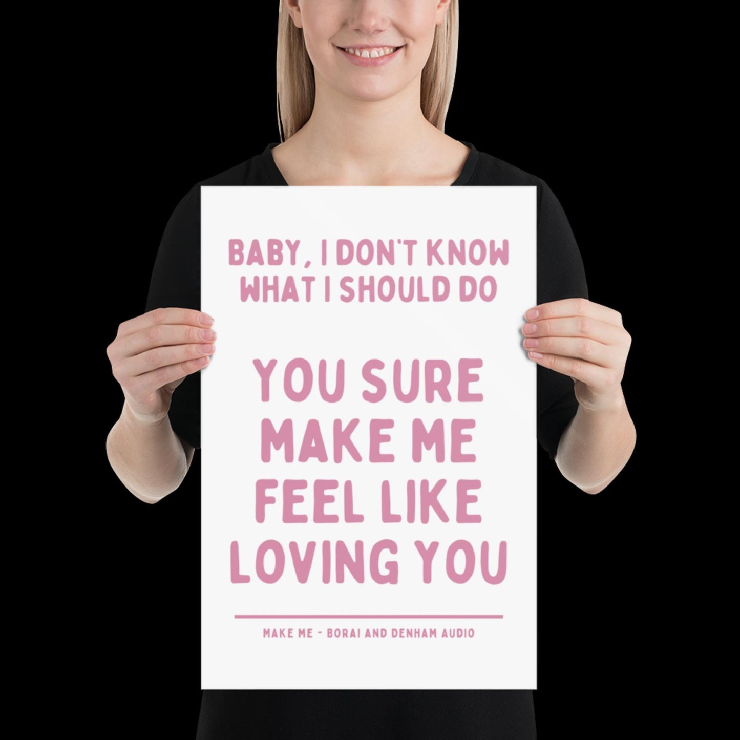 Make Me Inspired Pink and White Print - Borai Denham Audio Ibiza Bold Typographic Colourful House Music Poster Groovy Bar Disco Funky