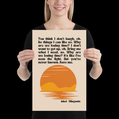 Jubel Klingande Inspired Sunset Print Beige - Song Lyric Music Poster Wall Art Typographic Lyrics Ibiza House Music Wall Decor Saxophone