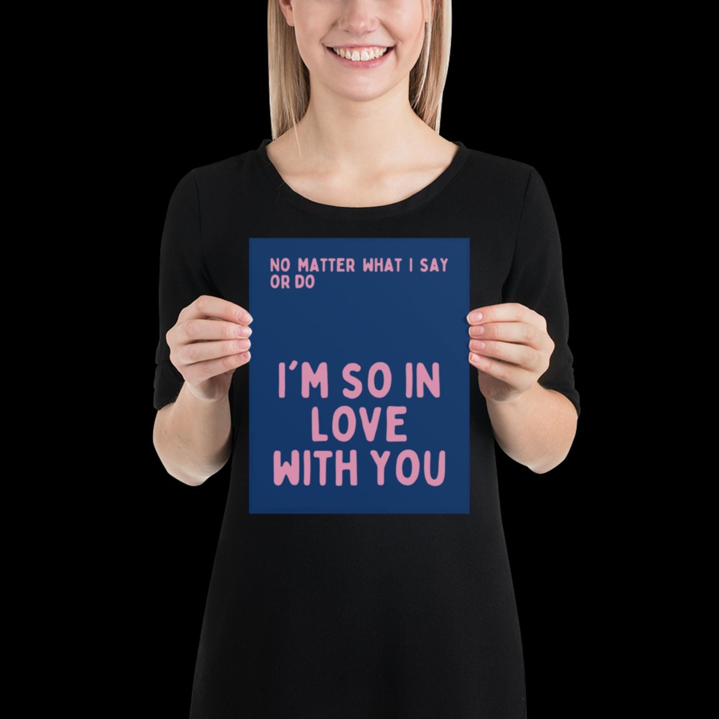 I'm So In Love With You Navy Blue and Pink Wall Print - Ibiza Colourful Funny Cute Birthday Art Gift Unique Funky House Music Poster Lyrics