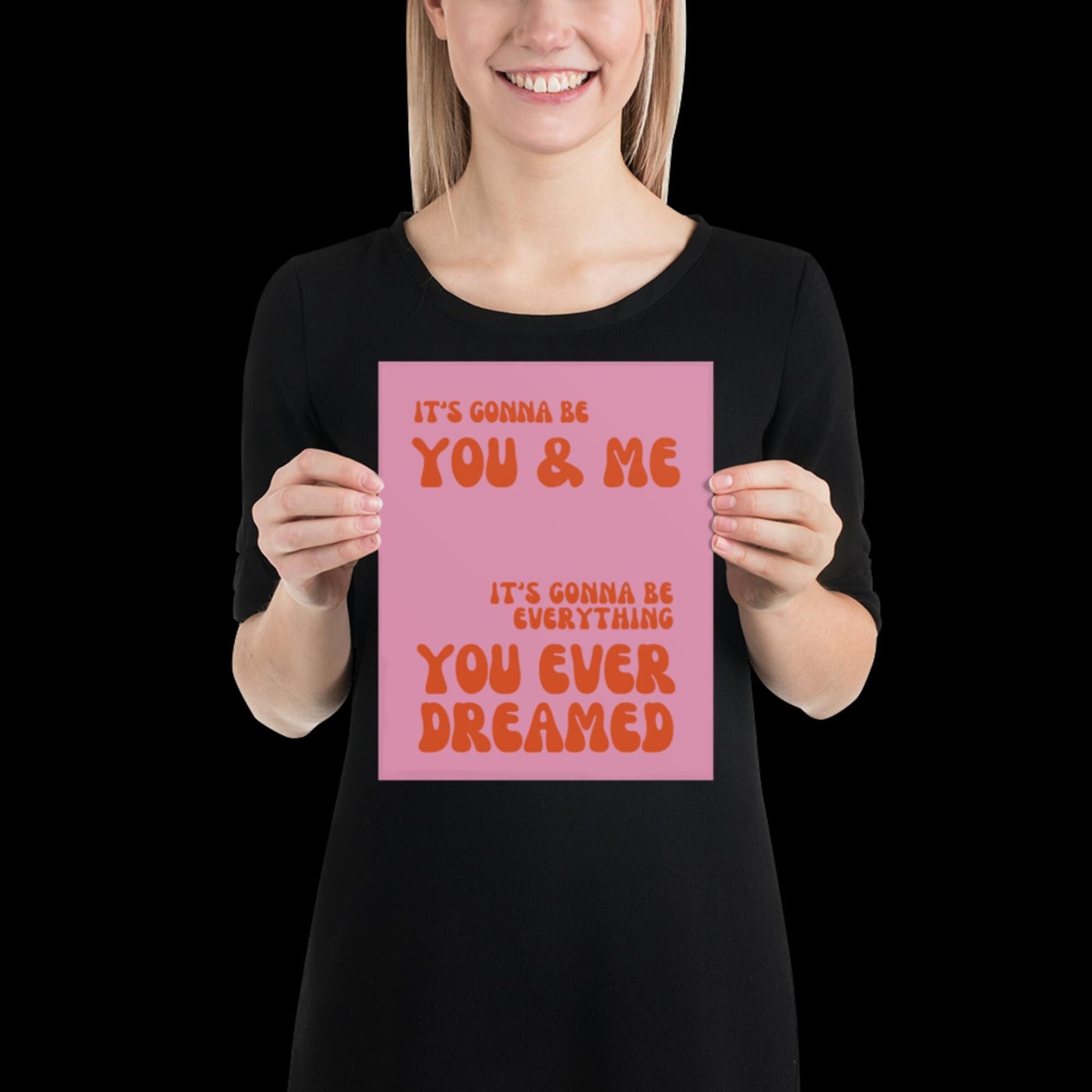 You and Me Pink Lyrics Wall Print - Ibiza Colourful Funny Cute Birthday Christmas Gift Unique Leopard Cocktail House Music