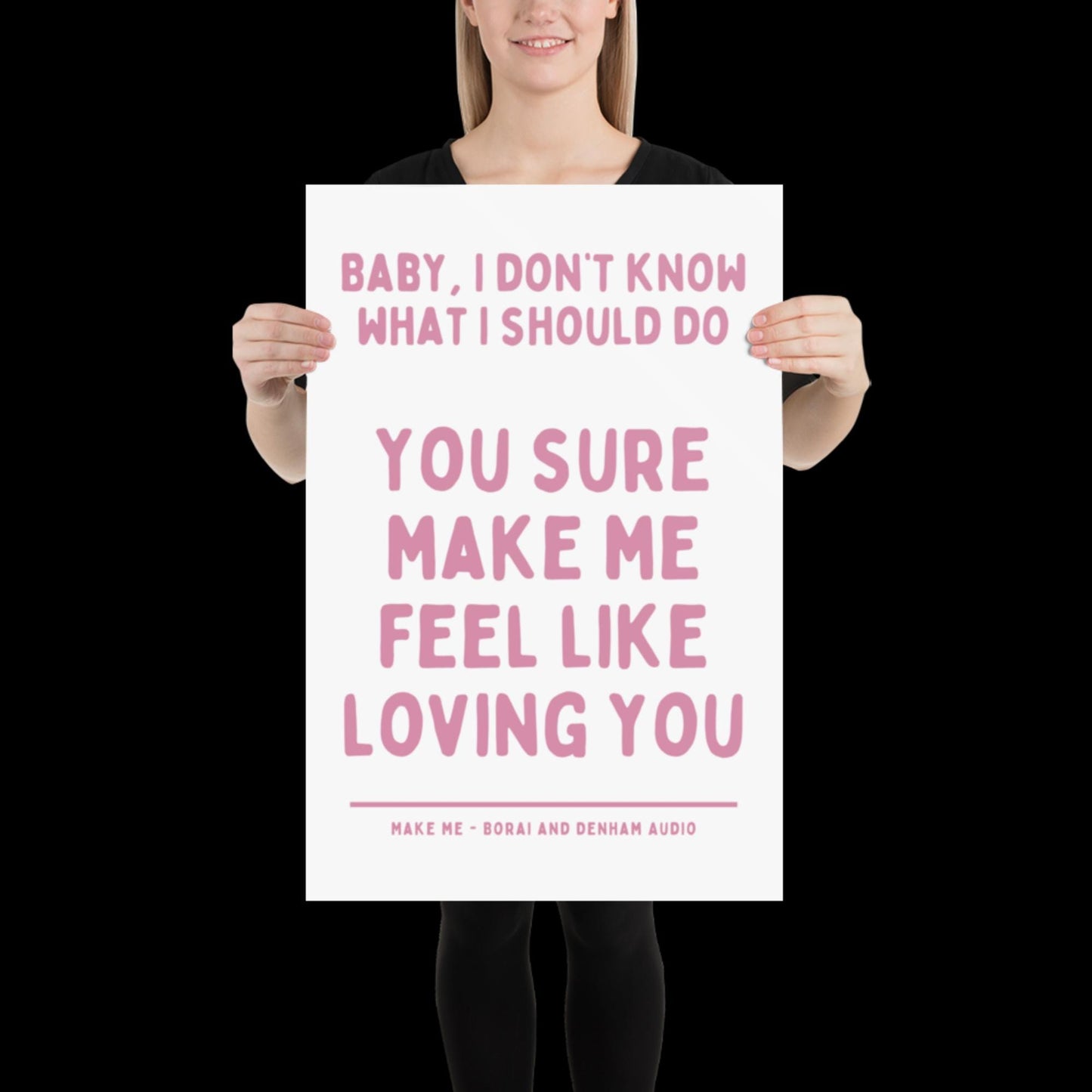 Make Me Inspired Pink and White Print - Borai Denham Audio Ibiza Bold Typographic Colourful House Music Poster Groovy Bar Disco Funky