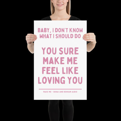 Make Me Inspired Pink and White Print - Borai Denham Audio Ibiza Bold Typographic Colourful House Music Poster Groovy Bar Disco Funky