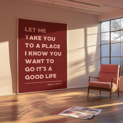 It's a Good Life Red Lyric Wall Print | Music Poster | Wall Art | A5 A4 A3 | Typographic | Lyrics | Custom Print | Wall Decor
