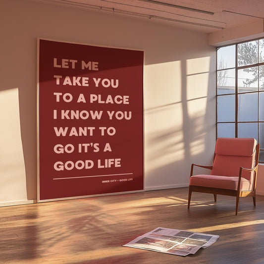 It's a Good Life Red Lyric Wall Print | Music Poster | Wall Art | A5 A4 A3 | Typographic | Lyrics | Custom Print | Wall Decor