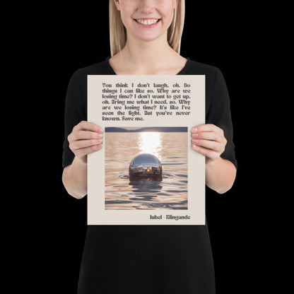 Jubel Klingande Inspired Sunset Disco Ball Print Beige - Song Lyric Music Poster Wall Art Typographic Lyrics Ibiza House Music Wall Decor