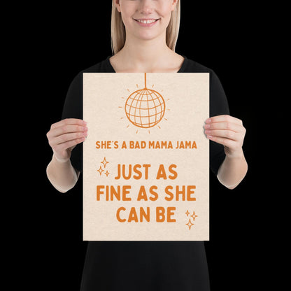 She's a Bad Mama Jama Carl Carlton Lyric Print | House Music Poster | Quote Print | Typographic | Disco Decor | Disco Ball Wall Print | Gift