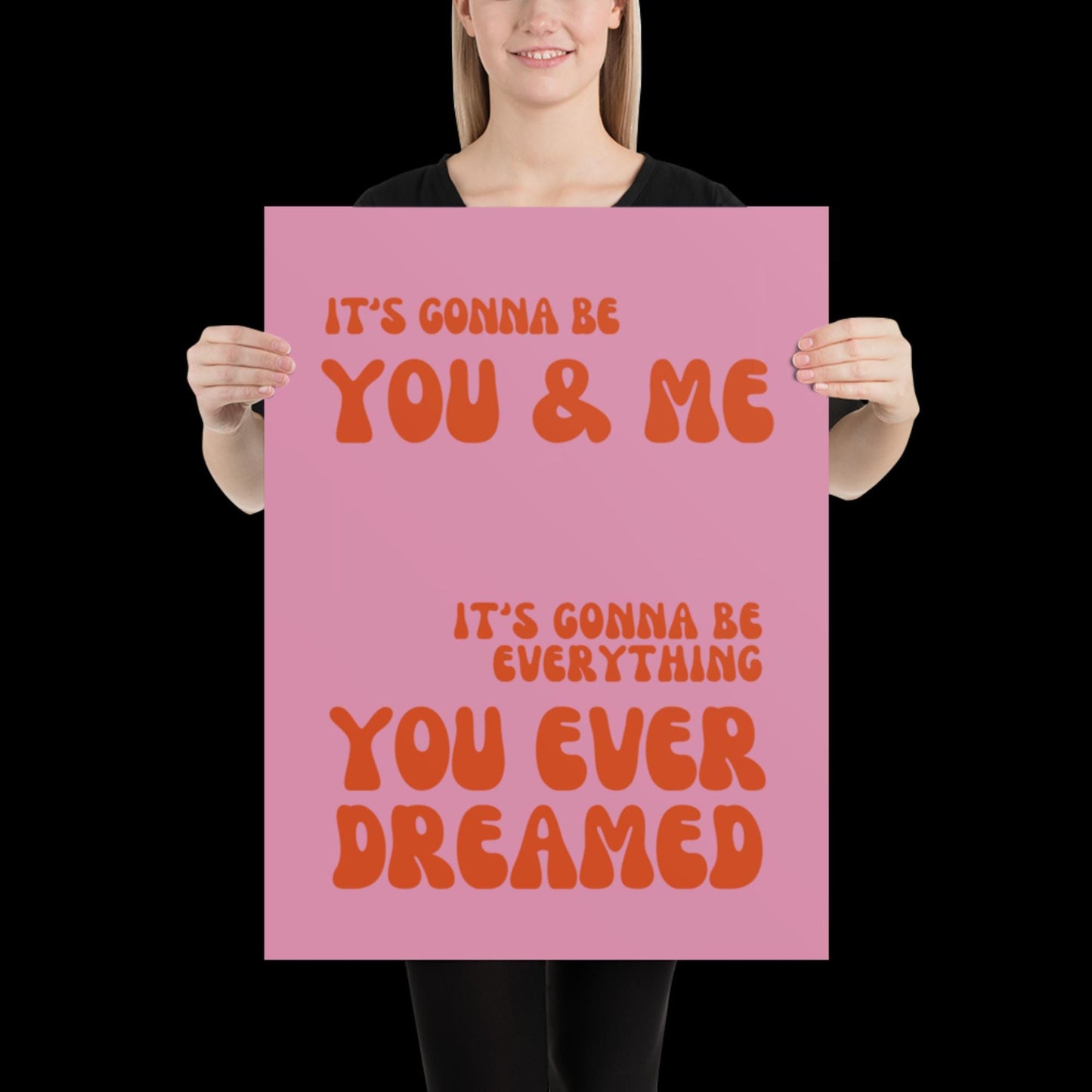 You and Me Pink Lyrics Wall Print - Ibiza Colourful Funny Cute Birthday Christmas Gift Unique Leopard Cocktail House Music