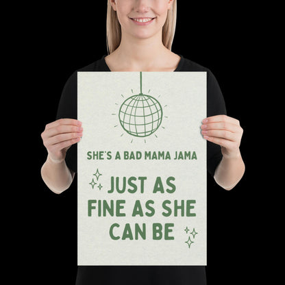 She's a Bad Mama Jama Carl Carlton Lyric Print | House Music Poster | Quote Print | Typographic | Disco Decor | Disco Ball Wall Print | Gift