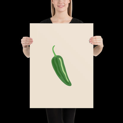 Jalapeno Chilli Pepper Spicy Margarita Beige Wall Print | Bar Cart Art | Cocktail Poster | Bold Prints | A1 A2 Physical Print | Kitchen Art