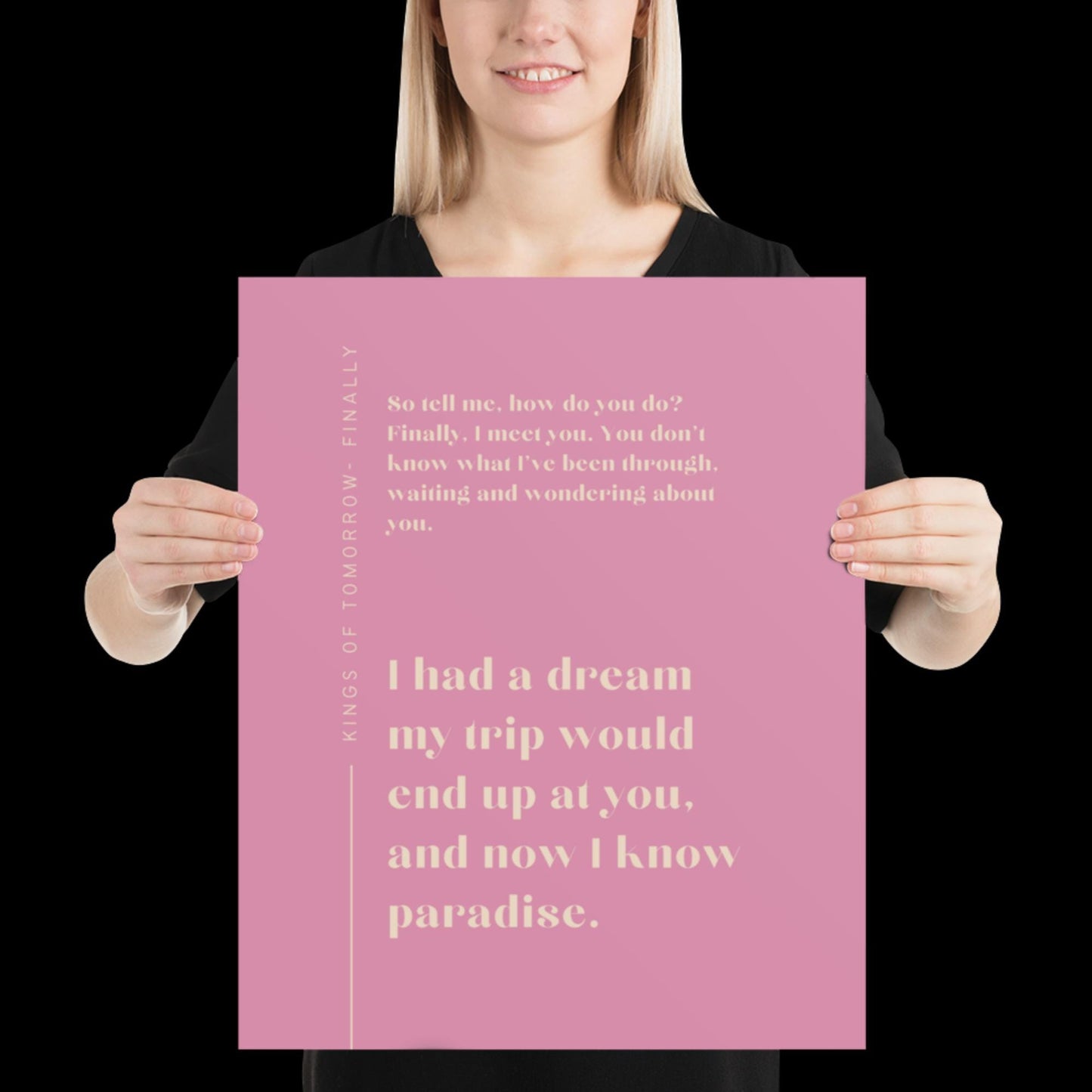Finally Kings of Tomorrow Inspired Lyric Print Pink and Beige - Ibiza Funky Disco House Music A1 A2 A3 Typographic Disco Ball