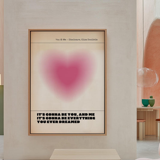 You and Me Pink Heart Aura Print - Disclosure Wall Art for House EDM Ibiza Festival Rave Art Decor House Music Disco Ball Funky