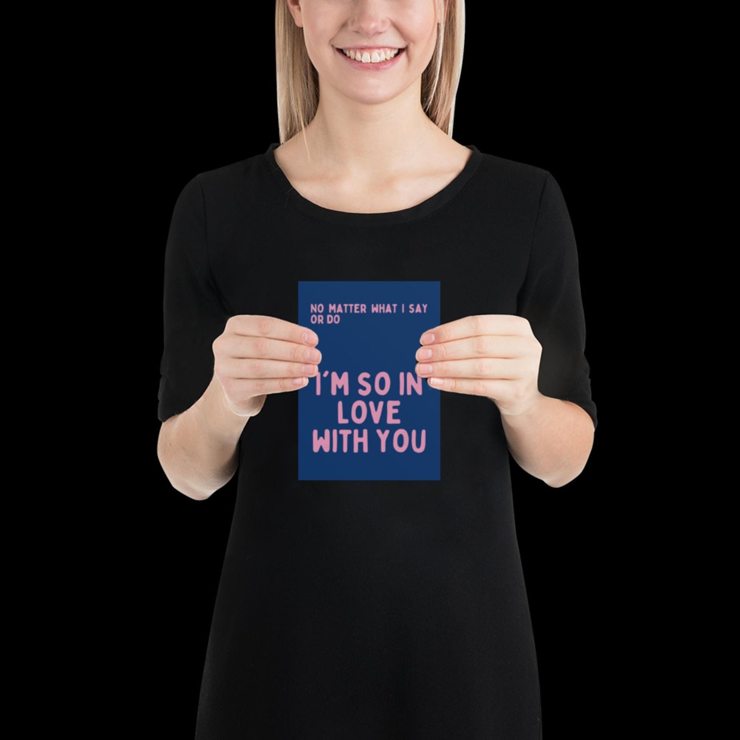 I'm So In Love With You Navy Blue and Pink Wall Print - Ibiza Colourful Funny Cute Birthday Art Gift Unique Funky House Music Poster Lyrics