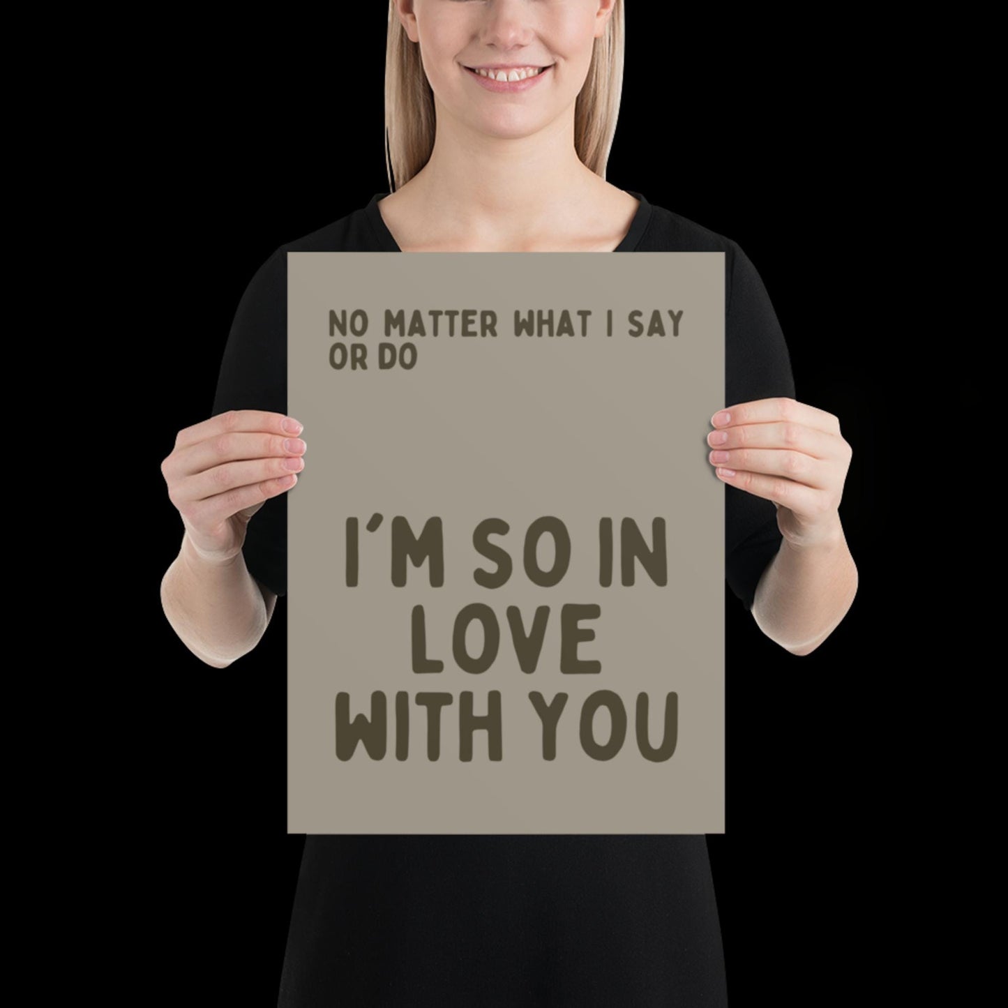 I'm So In Love With You Khaki Grey Wall Print - Ibiza Colourful Funny Cute Birthday Art Gift Unique Funky House Music Poster Lyrics