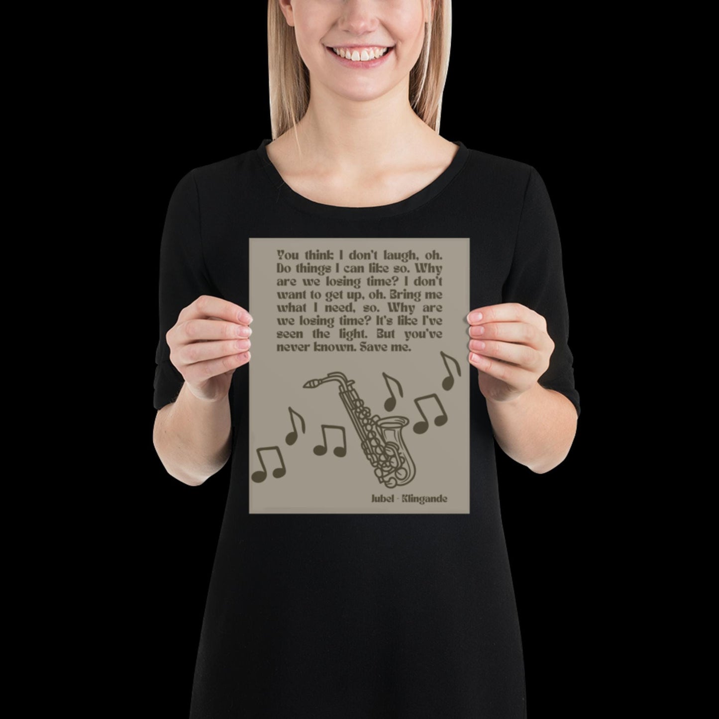 Jubel Klingande Inspired Print Silver Khaki - Song Lyric Music Poster Wall Art Typographic Lyrics Ibiza House Music Wall Decor Saxophone