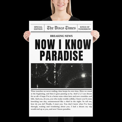 Finally Kings of Tomorrow Inspired Newspaper Lyric Print White and Black - Ibiza Funky Disco House Music A1 A2 A3 Typographic Ball