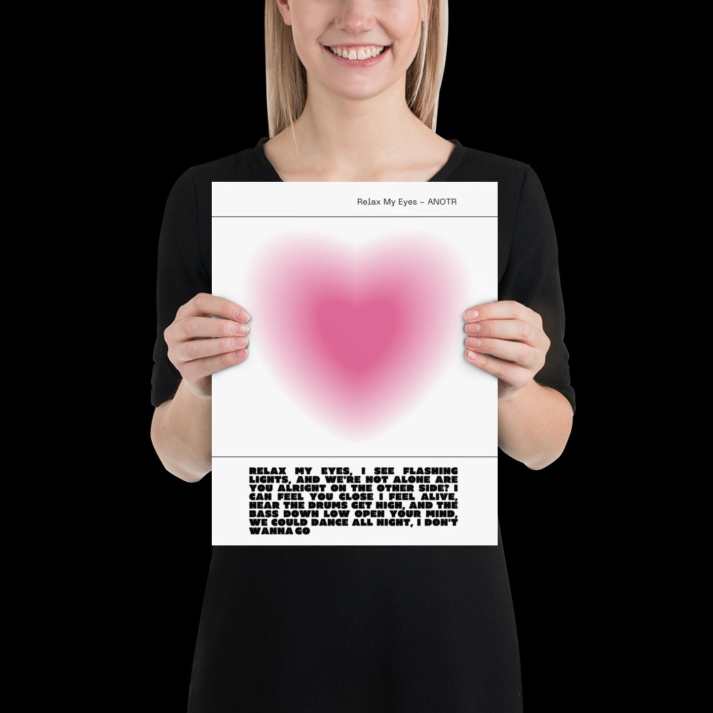 Relax My Eyes Inspired Pink Heart Aura Print - ANOTR Wall Art House EDM Ibiza Festival Rave Art Decor House Music Lovers Disco Ball Funky