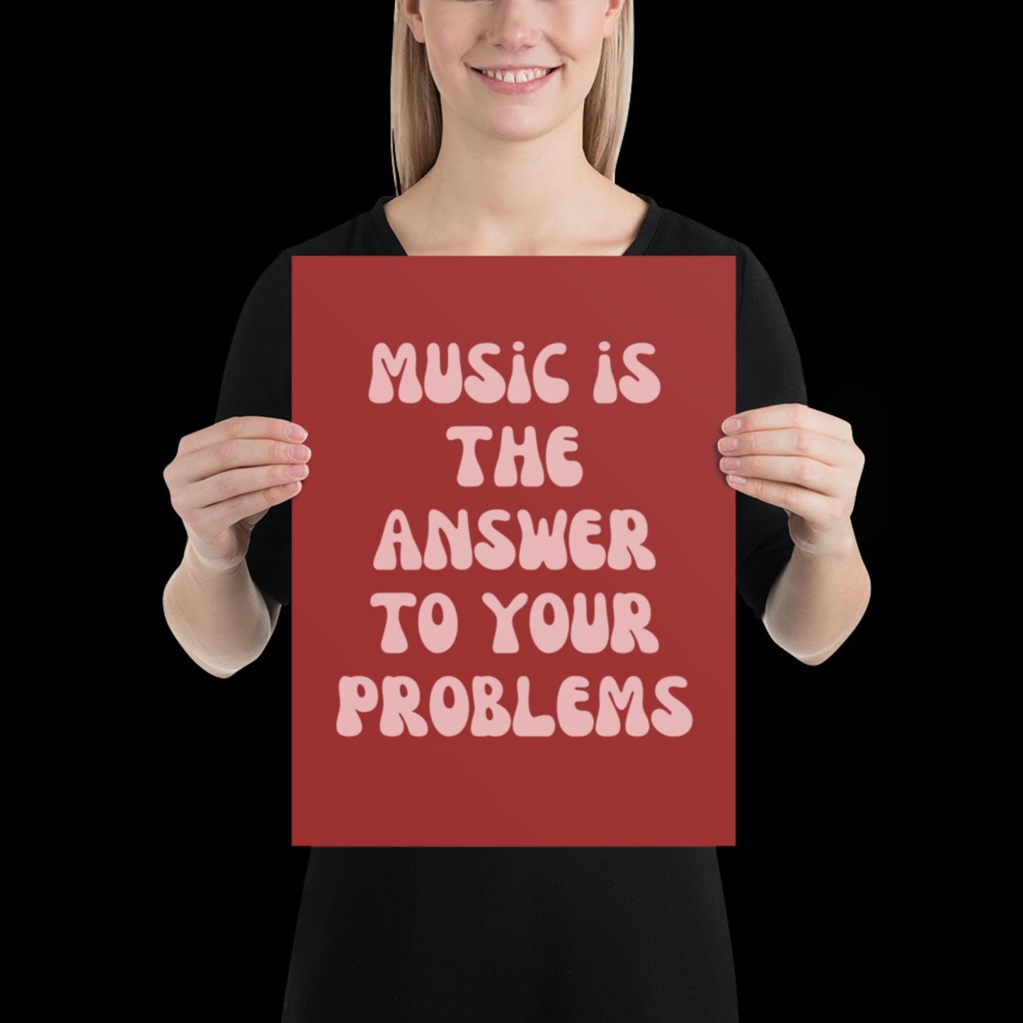Music Is The Answer Lyrics 001 Red Wall Print - Ibiza Colourful Funny Cute Birthday Art Gift Unique Funky House Music Poster Disco