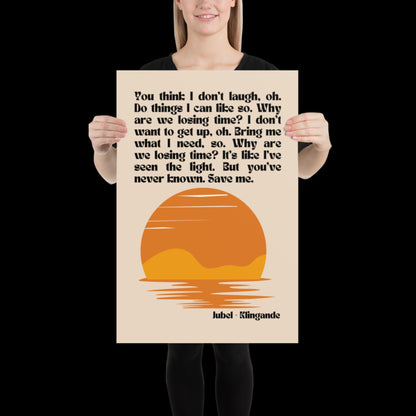 Jubel Klingande Inspired Sunset Print Beige - Song Lyric Music Poster Wall Art Typographic Lyrics Ibiza House Music Wall Decor Saxophone