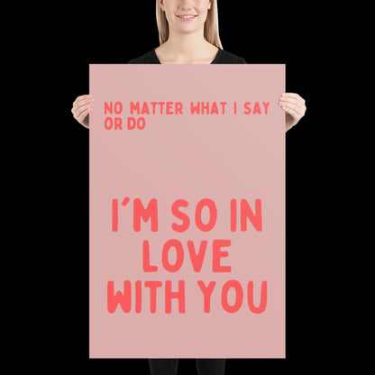 I'm So In Love With You Red Wall Print - Ibiza Colourful Funny Cute Birthday Art Gift Unique Funky House Music Poster Lyrics