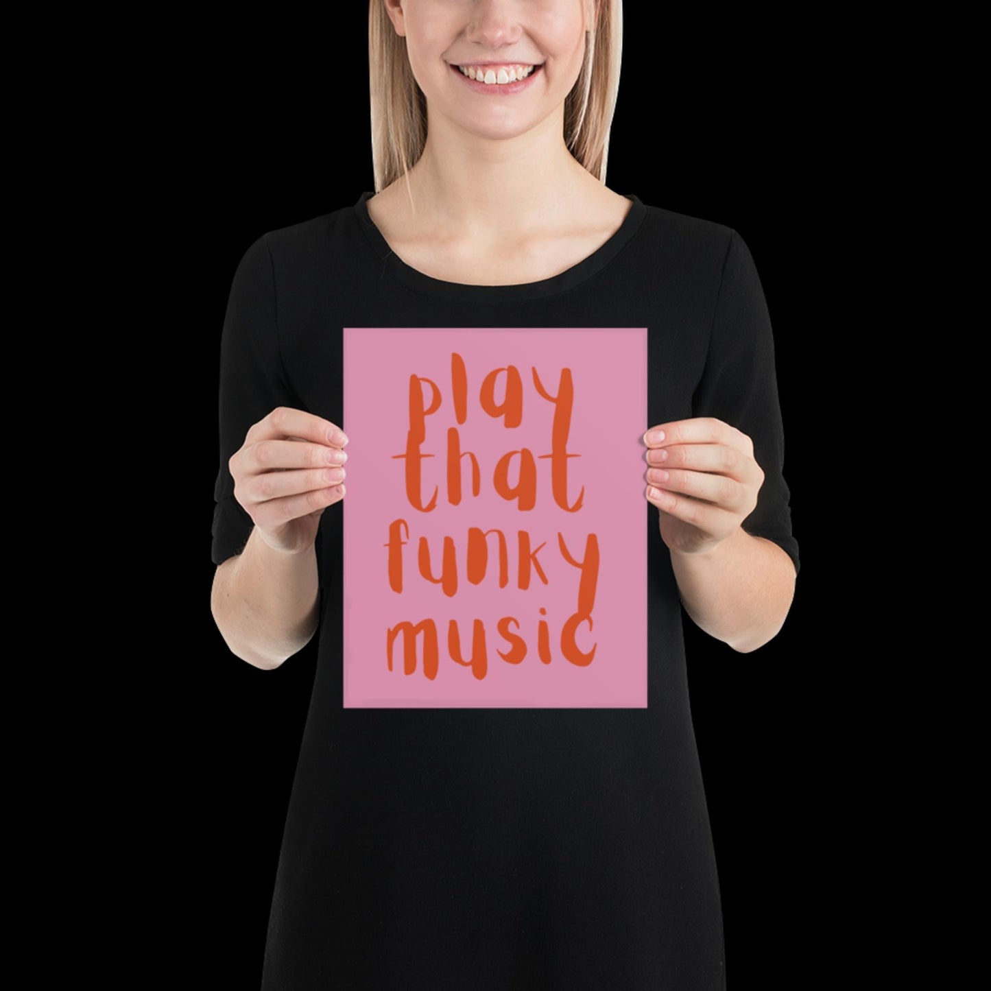 Play That Funky Music Pink and Orange - Print House Music Music Poster Wall Art Typographic Wall Decor Lyric Retro Funky Ibiza Groovy