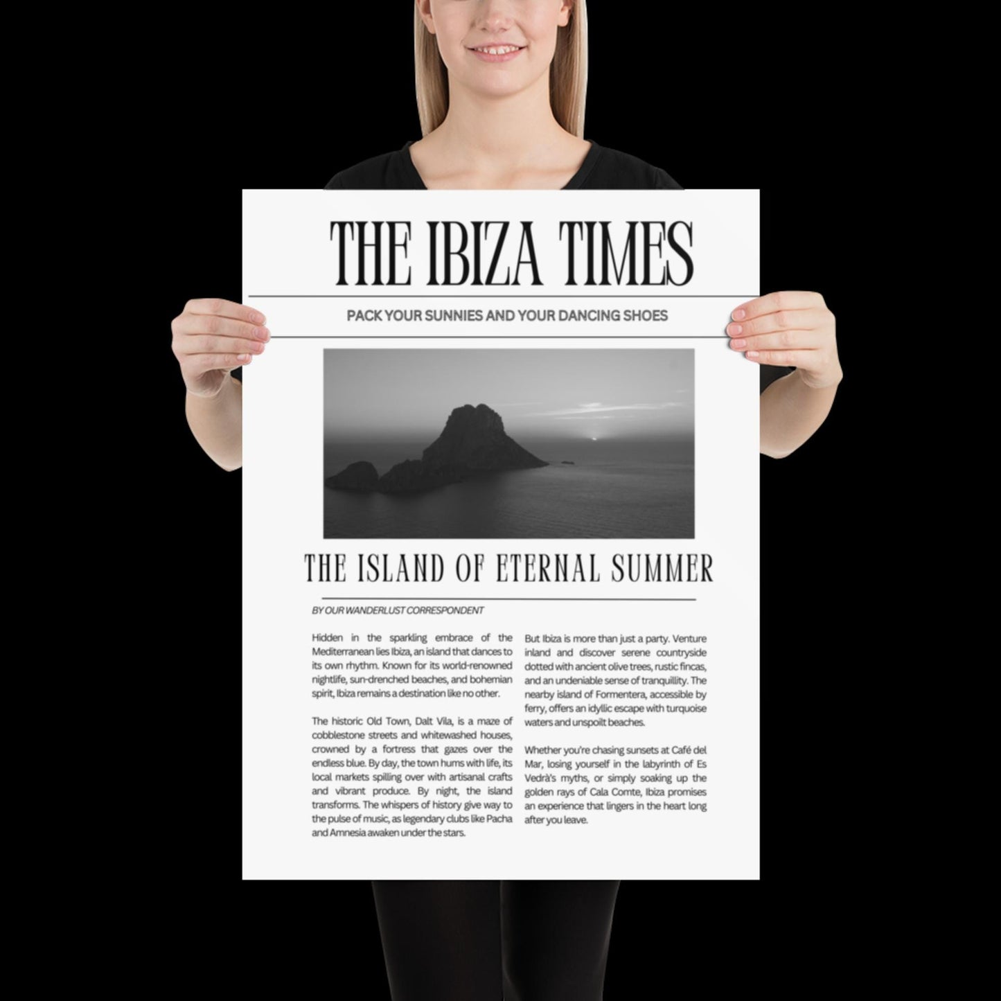 This Ibiza Times - Newspaper Ibiza Retro Disco Print Music Poster Wall Art A5 A4 A3 Bold Typographic Gallery Wall Black and White Magazine