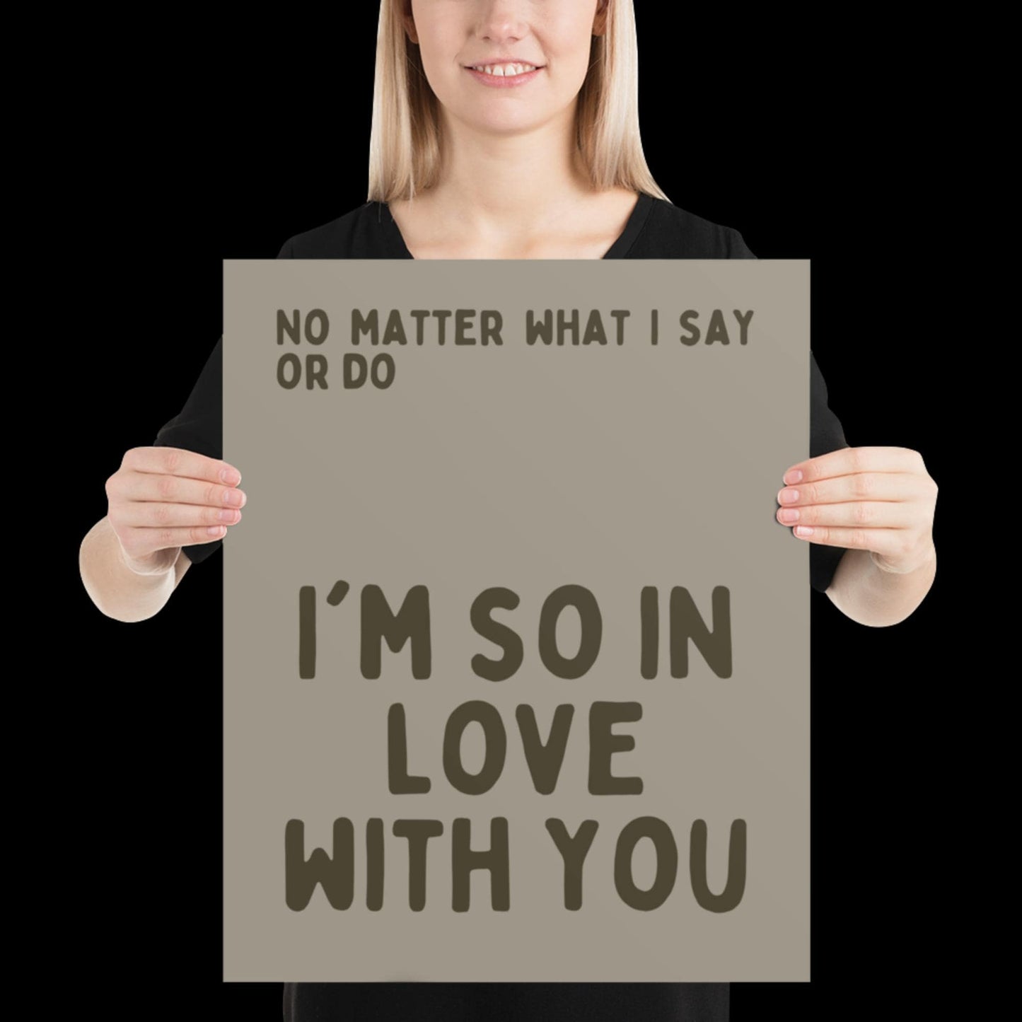 I'm So In Love With You Khaki Grey Wall Print - Ibiza Colourful Funny Cute Birthday Art Gift Unique Funky House Music Poster Lyrics