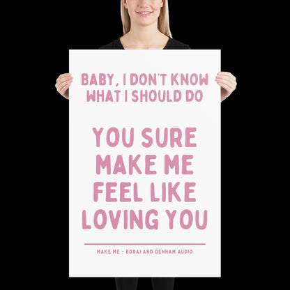 Make Me Inspired Pink and White Print - Borai Denham Audio Ibiza Bold Typographic Colourful House Music Poster Groovy Bar Disco Funky