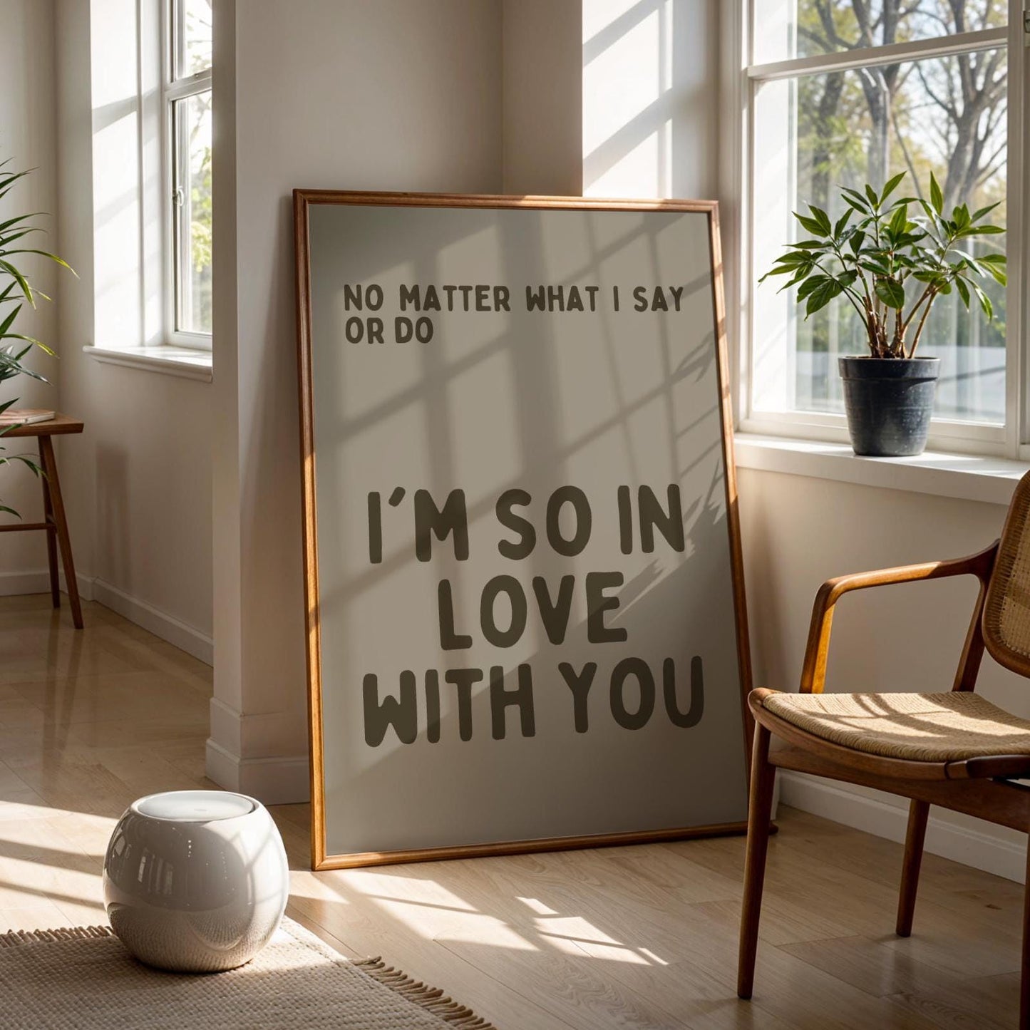 I'm So In Love With You Khaki Grey Wall Print - Ibiza Colourful Funny Cute Birthday Art Gift Unique Funky House Music Poster Lyrics