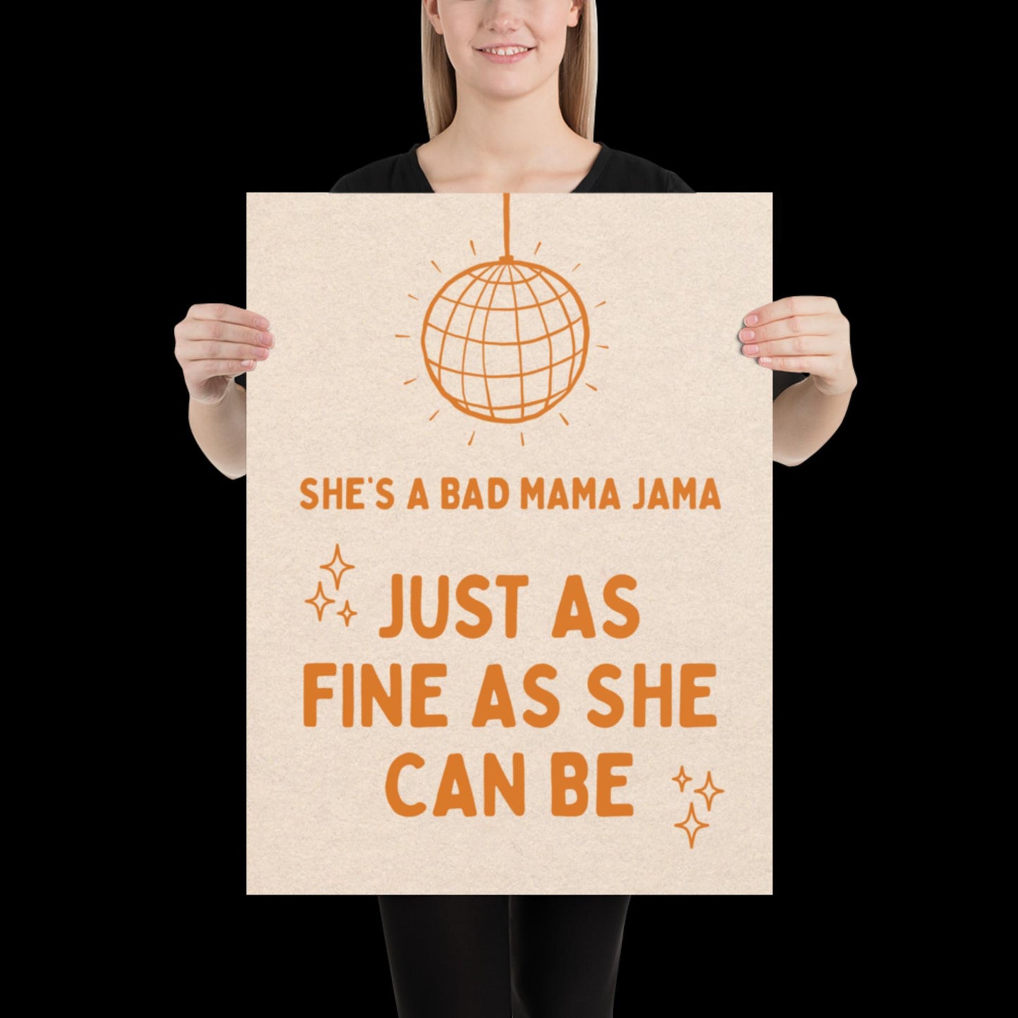 She's a Bad Mama Jama Carl Carlton Lyric Print | House Music Poster | Quote Print | Typographic | Disco Decor | Disco Ball Wall Print | Gift