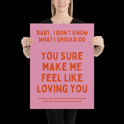 Make Me Inspired Pink and Orange Print - Borai Denham Audio Ibiza Bold Typographic Colourful House Music Poster Groovy Bar Disco Funky