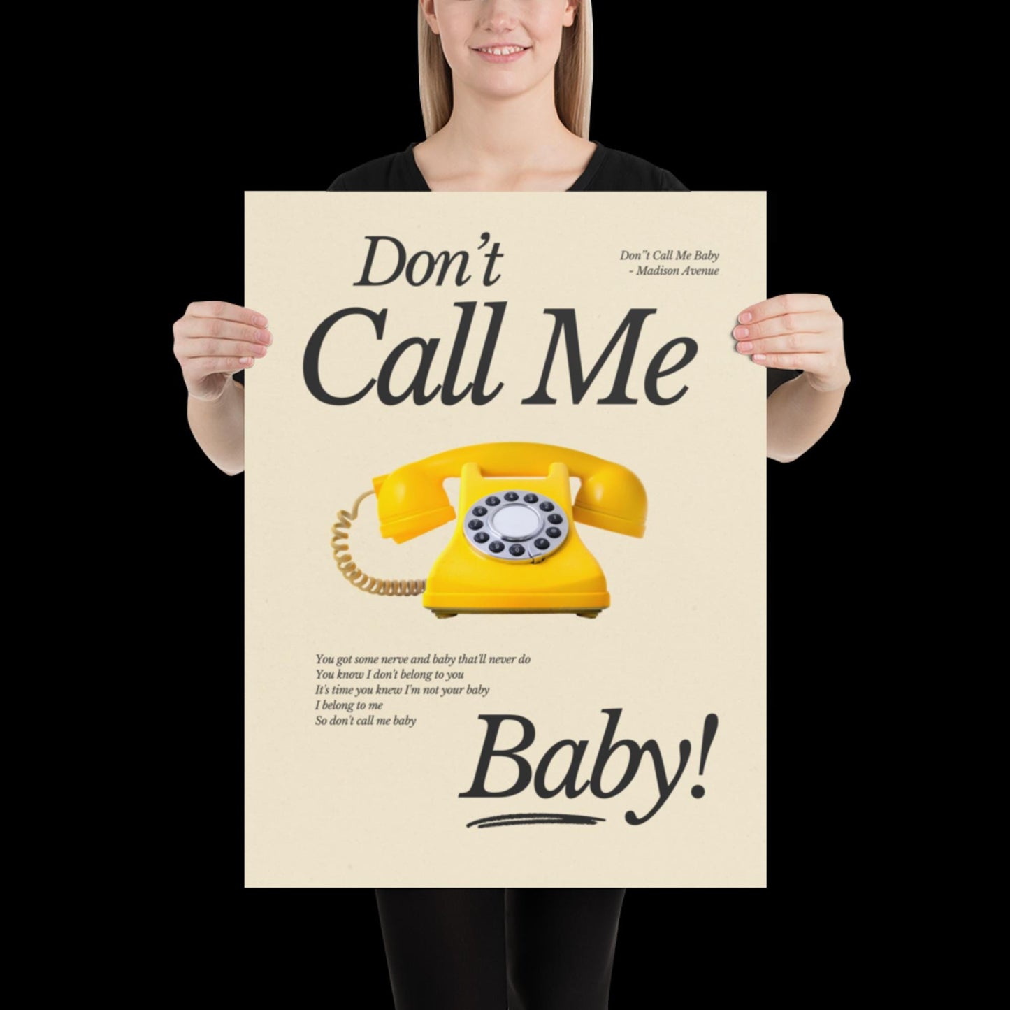 Don't Call Me Baby Print | Madison Avenue | House Music Poster | Lyric Print | Music Poster | Wall Art | House Music | Wall Decor | DJ Ibiza