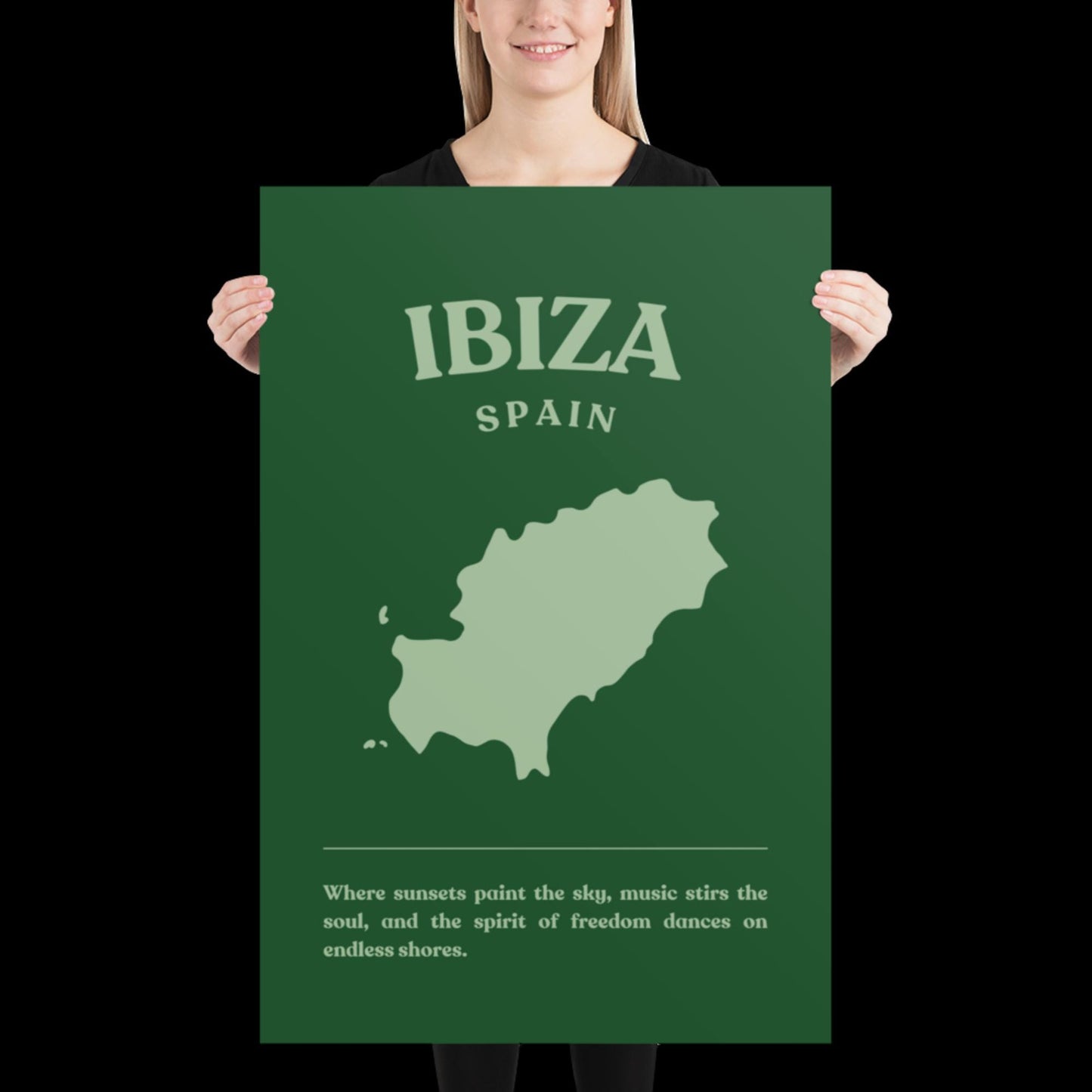 Ibiza Spain Green Wall Print - Ibiza Colourful Funny Cute Birthday Christmas Gift Unique Leopard Cocktail