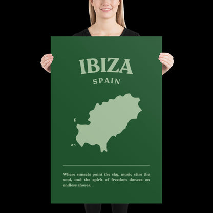 Ibiza Spain Green Wall Print - Ibiza Colourful Funny Cute Birthday Christmas Gift Unique Leopard Cocktail