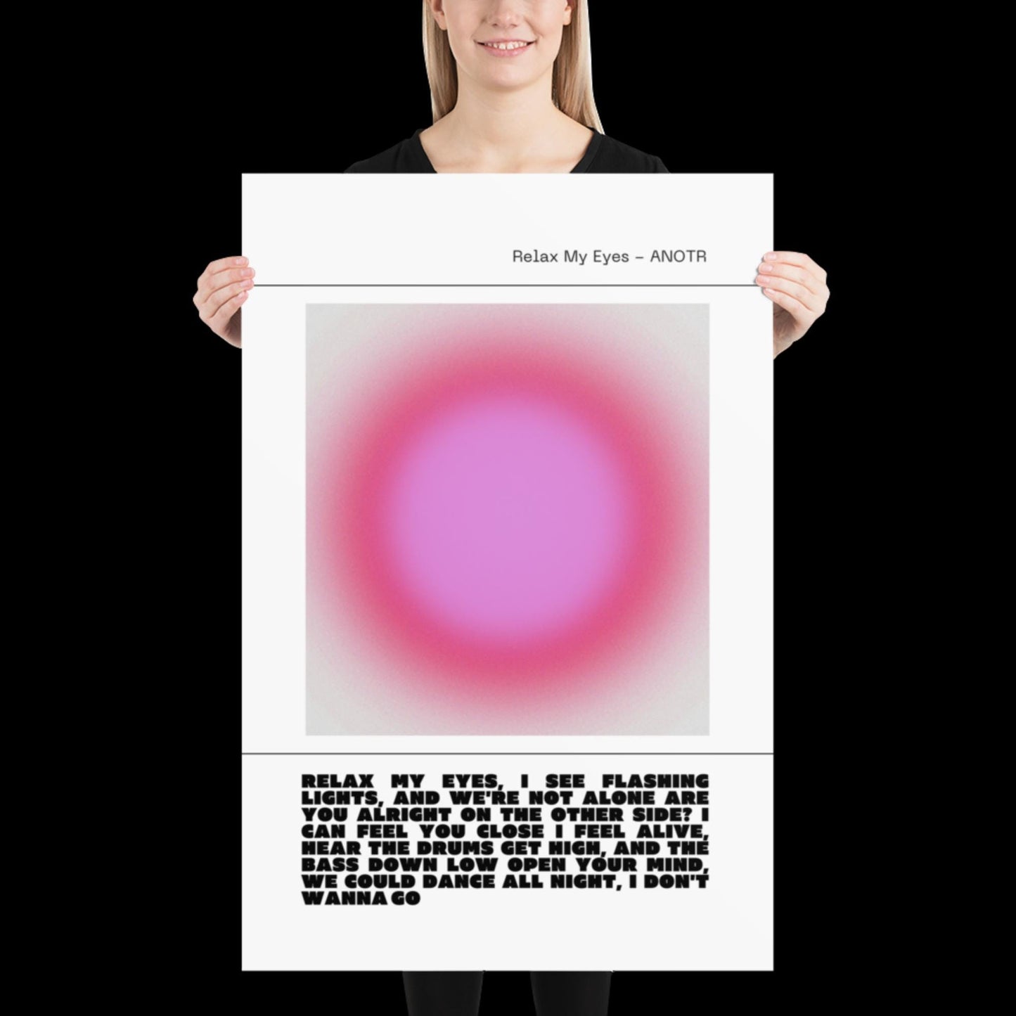 Relax My Eyes Inspired Pink Aura Print - ANOTR Wall Art for House EDM Ibiza Festival Rave Art Decor House Music Lovers Disco Ball Funky